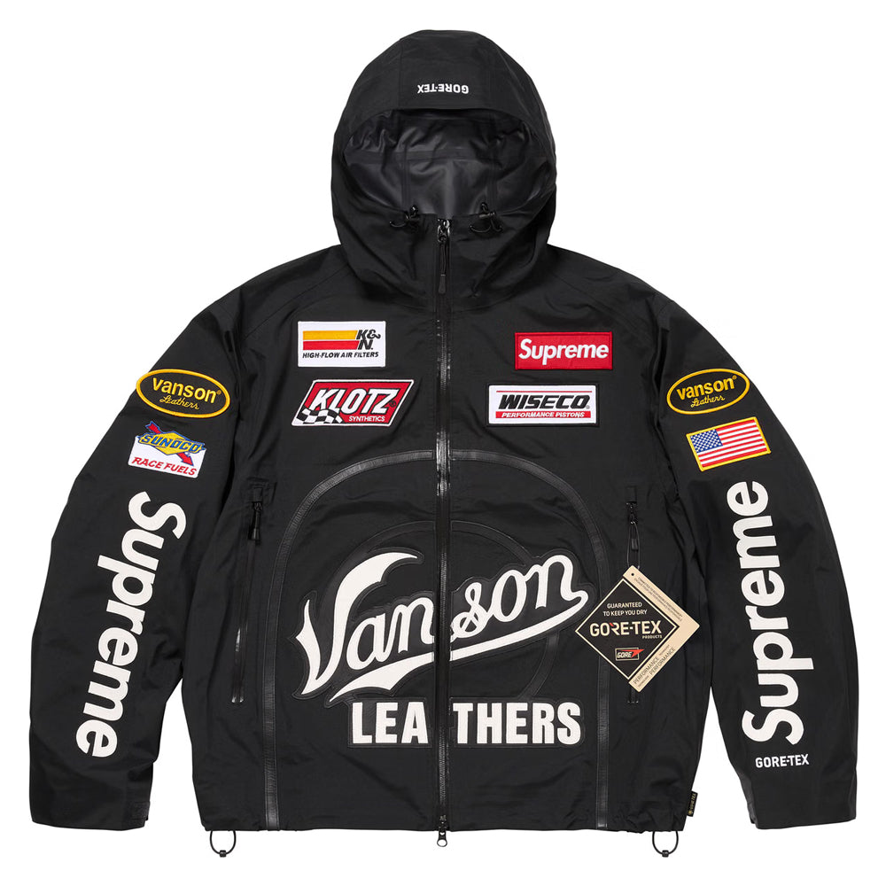 GORE-TEX 3-layer nylon shell jacket with waterproof zip pockets and adjustable hood